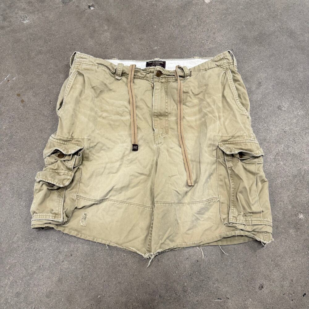 Vintage 00s Abercrombie & Fitch Paratrooper Drawstring Cargo Shorts Tan Men 38